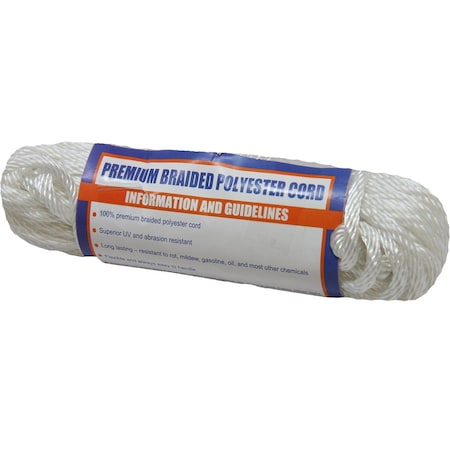 Sea-Dog Solid Braid Polyester Cord Hank - 5/32 x 50, - White 303304050-1
